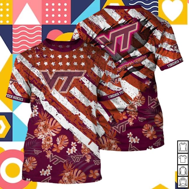 Banantees Virginia Tech Hokies Tropical Flower Style And Flag All Over Printed 3D Shirts