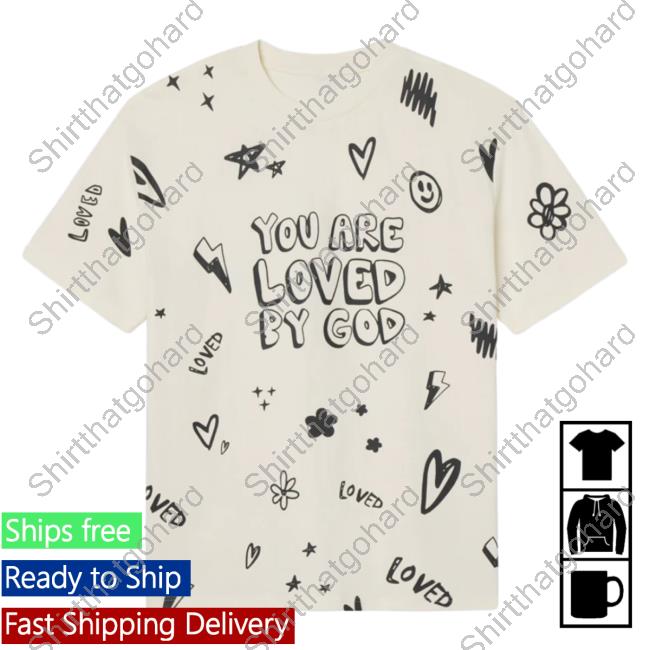 Official Elevated Faith Clothing Loved By God All Over Print Cream Unisex Tee Shirt Elevatedfaith
