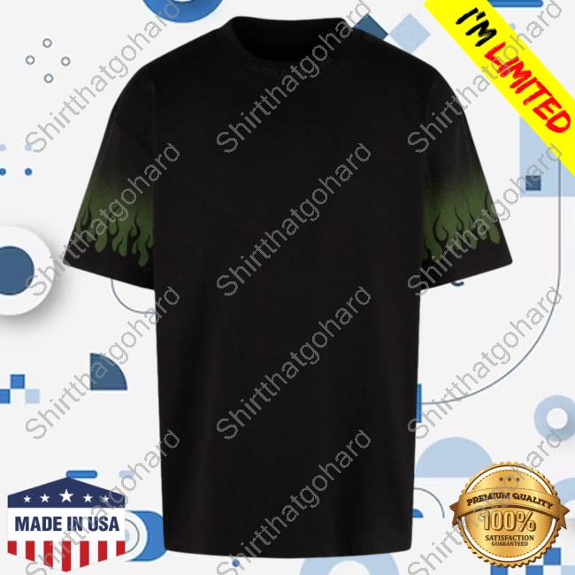 Official Vision Of Super Green Negative Flames Black Tee