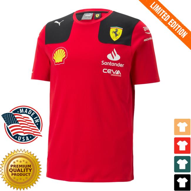 Official Formula1 F1 Store Merch Shop Scuderia Ferrari 2023 Team Charles Leclerc Hooded Sweatshirt Red F1store