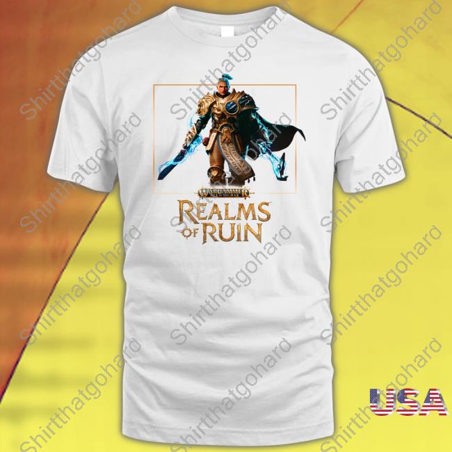 Warhammer Merch Warhammer Age Of Sigmar: Realms Of Ruin White Crewneck Sweatshirt