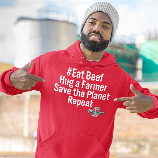 Eat Beef Hug A Farmer Save The Planet Repeat Tee Shirt 100% Traditional Beef