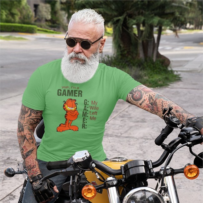 Garfield Yeah I'm A Gamer My Wife Left Me Shirt Shirts That Go Hard
