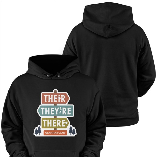 Their They're There Grammar Camp Black Hoodie Nerdy Tees