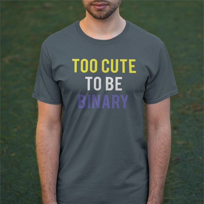 Kristyn Wong-Tam Farrah Khan Too Cute To Be Binary Black Shirt