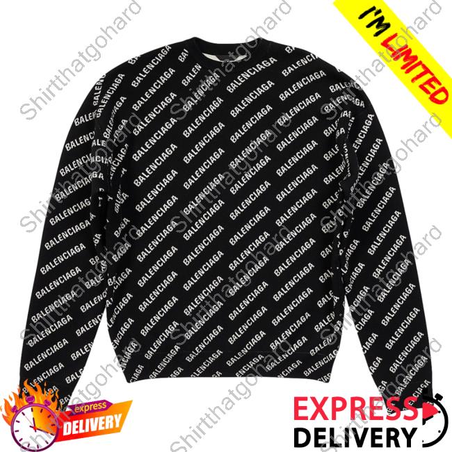 Official Saks Fifth Avenue Clothing Store Shop Balenciaga Mini Allover Logo Black White AOP Sweatshirts 3D All Over Print Saksfifthavenue