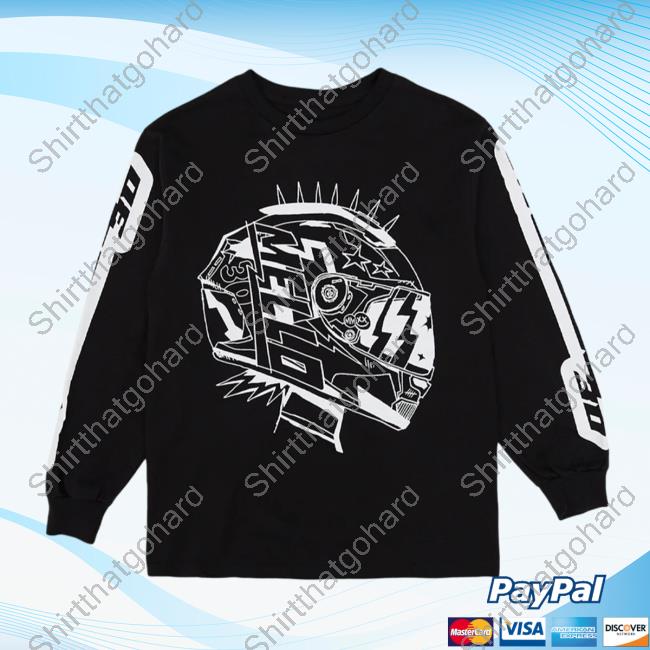 Official Marshmello Music Clothing Store Shop Racing Helmet L/S Crewneck Sweatshirt Black Marshmellomusic Merch